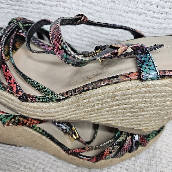 Colin Stuart Rainbow Reptile Snake Print Wedge Platform Stiletto Size 10 - Picture 9 of 16